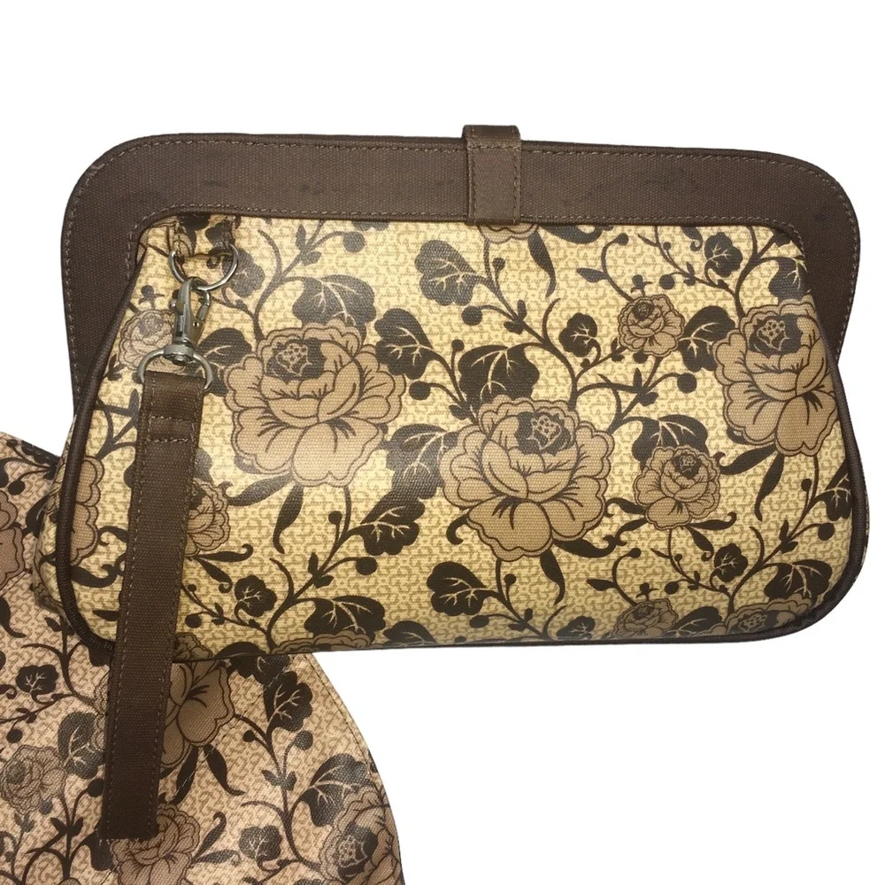 Petunia Pickle Bottom Brown Rose Print Mini Diaper Clutch Bag/Changing P…